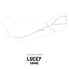 LUCEY Somme. Minimalistic street map with black and white lines.