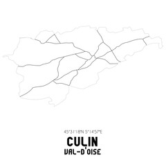 CULIN Val-d'Oise. Minimalistic street map with black and white lines.