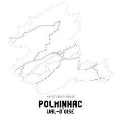 POLMINHAC Val-d'Oise. Minimalistic street map with black and white lines.