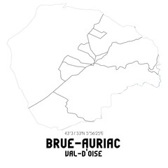 BRUE-AURIAC Val-d'Oise. Minimalistic street map with black and white lines.