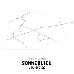 SOMMERVIEU Val-d'Oise. Minimalistic street map with black and white lines.