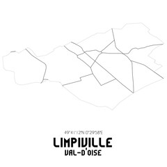 LIMPIVILLE Val-d'Oise. Minimalistic street map with black and white lines.