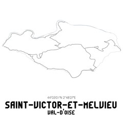 SAINT-VICTOR-ET-MELVIEU Val-d'Oise. Minimalistic street map with black and white lines.