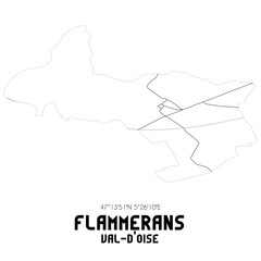 FLAMMERANS Val-d'Oise. Minimalistic street map with black and white lines.