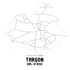 TARGON Val-d'Oise. Minimalistic street map with black and white lines.