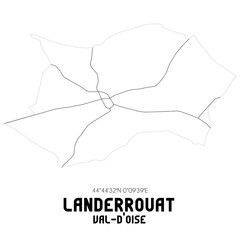 LANDERROUAT Val-d'Oise. Minimalistic street map with black and white lines.