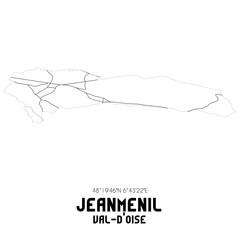 JEANMENIL Val-d'Oise. Minimalistic street map with black and white lines.