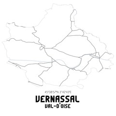 VERNASSAL Val-d'Oise. Minimalistic street map with black and white lines.
