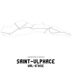 SAINT-ULPHACE Val-d'Oise. Minimalistic street map with black and white lines.