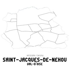 SAINT-JACQUES-DE-NEHOU Val-d'Oise. Minimalistic street map with black and white lines.