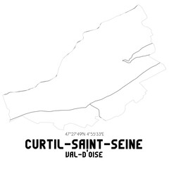 CURTIL-SAINT-SEINE Val-d'Oise. Minimalistic street map with black and white lines.