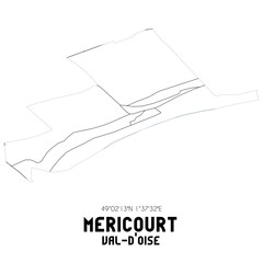 MERICOURT Val-d'Oise. Minimalistic street map with black and white lines.