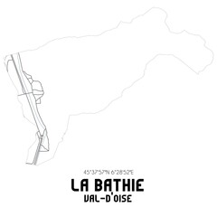 LA BATHIE Val-d'Oise. Minimalistic street map with black and white lines.
