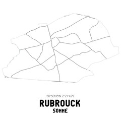 RUBROUCK Somme. Minimalistic street map with black and white lines.