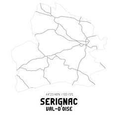 SERIGNAC Val-d'Oise. Minimalistic street map with black and white lines.