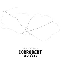 CORROBERT Val-d'Oise. Minimalistic street map with black and white lines.