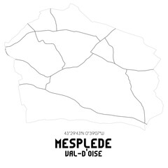 MESPLEDE Val-d'Oise. Minimalistic street map with black and white lines.