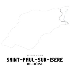 SAINT-PAUL-SUR-ISERE Val-d'Oise. Minimalistic street map with black and white lines.
