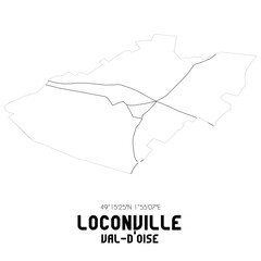 LOCONVILLE Val-d'Oise. Minimalistic street map with black and white lines.