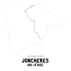 JONCHERES Val-d'Oise. Minimalistic street map with black and white lines.