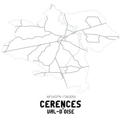 CERENCES Val-d'Oise. Minimalistic street map with black and white lines.
