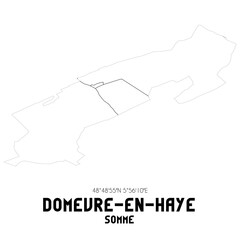 DOMEVRE-EN-HAYE Somme. Minimalistic street map with black and white lines.