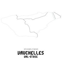 VAUCHELLES Val-d'Oise. Minimalistic street map with black and white lines.