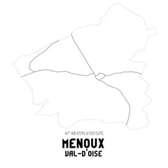 MENOUX Val-d'Oise. Minimalistic street map with black and white lines.