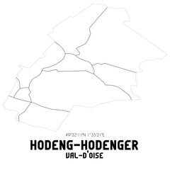 HODENG-HODENGER Val-d'Oise. Minimalistic street map with black and white lines.