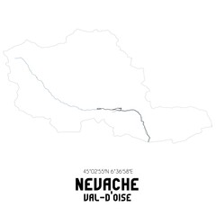 NEVACHE Val-d'Oise. Minimalistic street map with black and white lines.