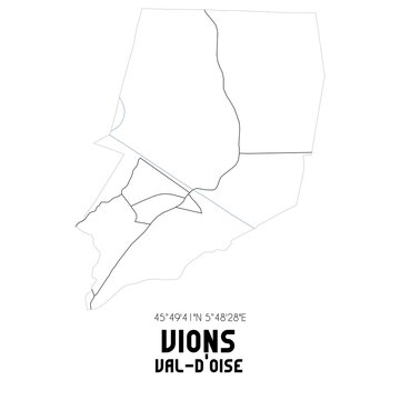 VIONS Val-d'Oise. Minimalistic street map with black and white lines.