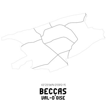 BECCAS Val-d'Oise. Minimalistic street map with black and white lines.