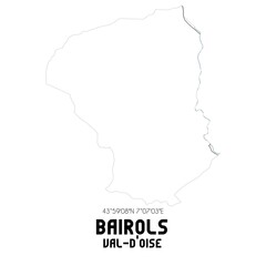 BAIROLS Val-d'Oise. Minimalistic street map with black and white lines.