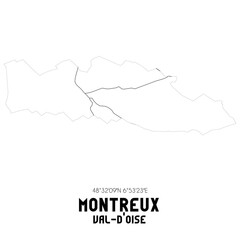 MONTREUX Val-d'Oise. Minimalistic street map with black and white lines.