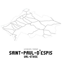 SAINT-PAUL-D'ESPIS Val-d'Oise. Minimalistic street map with black and white lines.