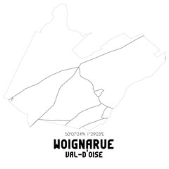 WOIGNARUE Val-d'Oise. Minimalistic street map with black and white lines.