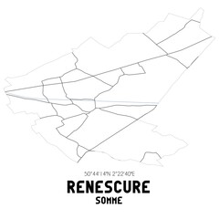 RENESCURE Somme. Minimalistic street map with black and white lines.