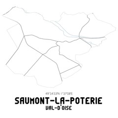 SAUMONT-LA-POTERIE Val-d'Oise. Minimalistic street map with black and white lines.