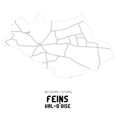 FEINS Val-d'Oise. Minimalistic street map with black and white lines.