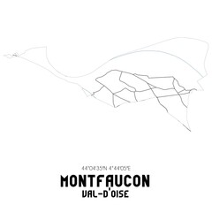MONTFAUCON Val-d'Oise. Minimalistic street map with black and white lines.
