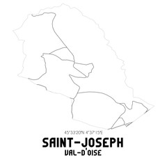 SAINT-JOSEPH Val-d'Oise. Minimalistic street map with black and white lines.