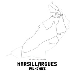 MARSILLARGUES Val-d'Oise. Minimalistic street map with black and white lines.