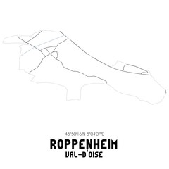 ROPPENHEIM Val-d'Oise. Minimalistic street map with black and white lines.