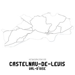 CASTELNAU-DE-LEVIS Val-d'Oise. Minimalistic street map with black and white lines.