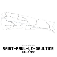 SAINT-PAUL-LE-GAULTIER Val-d'Oise. Minimalistic street map with black and white lines.