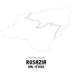 ROSAZIA Val-d'Oise. Minimalistic street map with black and white lines.