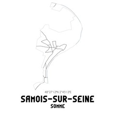SAMOIS-SUR-SEINE Somme. Minimalistic street map with black and white lines.