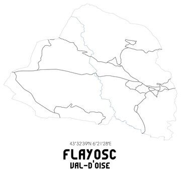 FLAYOSC Val-d'Oise. Minimalistic street map with black and white lines.