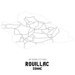 ROUILLAC Somme. Minimalistic street map with black and white lines.