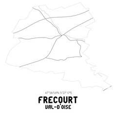 FRECOURT Val-d'Oise. Minimalistic street map with black and white lines.